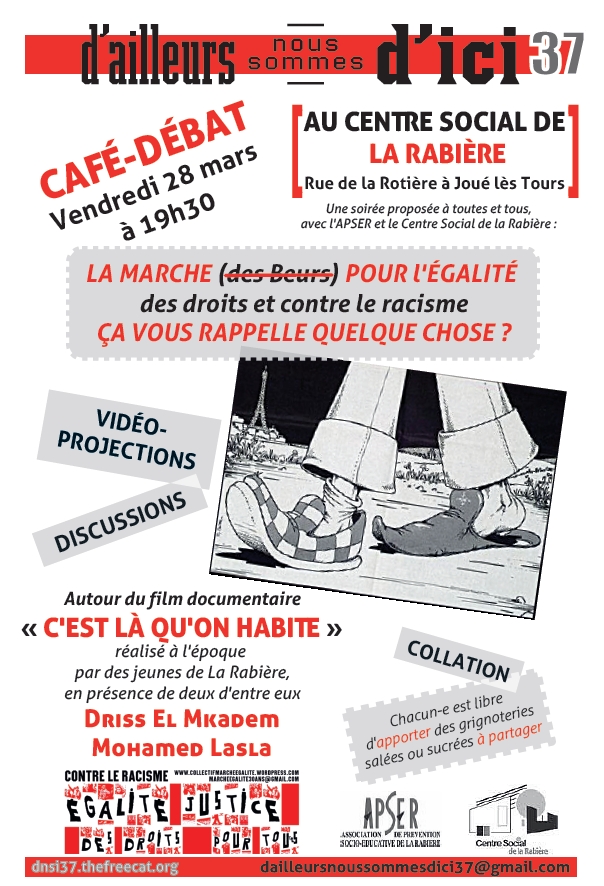 Café-débat "égalité des droits et justice pour tou-te-s" 28 mars Centre Social de la Rabière